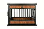 Heavy Duty Indoor Dog Crate for Large Dogs – TITAN DEN 1L | Furniture Style Steel Frame Metal Wood-Grain Panel Decorative Kennel – Titan Villa