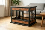 Heavy Duty Indoor Dog Crate for Large Dogs – TITAN DEN 1L | Furniture Style Steel Frame Metal Wood-Grain Panel Decorative Kennel – Titan Villa - Image 4