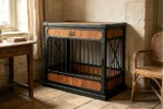 Heavy Duty Indoor Dog Crate for Large Dogs – TITAN DEN 1L | Furniture Style Steel Frame Metal Wood-Grain Panel Decorative Kennel – Titan Villa - Image 5