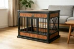 Heavy Duty Indoor Dog Crate for Extra Large Dogs – TITAN DEN XL | Furniture Style Steel Frame Metal Wood-Grain Panel Giant Breed Kennel – Titan Villa - Image 5