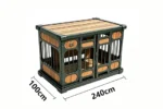 Heavy Duty Duplex Indoor Dog Kennel for 2 Large Dogs – TWIN DEN | Furniture Style Steel Frame Metal Wood-Grain Panel with Pull-Out Divider – Titan Villa - Image 2