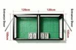 Heavy Duty Duplex Indoor Dog Kennel for 2 Large Dogs – TWIN DEN | Furniture Style Steel Frame Metal Wood-Grain Panel with Pull-Out Divider – Titan Villa - Image 3