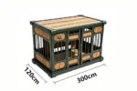 Heavy Duty Duplex Indoor Dog Kennel for 2 Giant Dogs – TWIN DEN XL | XXL Furniture Style Steel Frame Metal Wood-Grain Panel with Pull-Out Divider – Titan Villa - Image 2