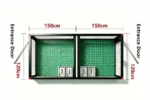 Heavy Duty Duplex Indoor Dog Kennel for 2 Giant Dogs – TWIN DEN XL | XXL Furniture Style Steel Frame Metal Wood-Grain Panel with Pull-Out Divider – Titan Villa - Image 3