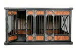 Heavy Duty Triple Indoor Dog Kennel for 3 Large Dogs – TRIPLE DEN L | Furniture Style Steel Frame Metal Wood-Grain Panel 3 Independent Rooms – Titan Villa