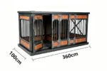 Heavy Duty Triple Indoor Dog Kennel for 3 Large Dogs – TRIPLE DEN L | Furniture Style Steel Frame Metal Wood-Grain Panel 3 Independent Rooms – Titan Villa - Image 3