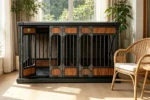 Heavy Duty Triple Indoor Dog Kennel for 3 Large Dogs – TRIPLE DEN L | Furniture Style Steel Frame Metal Wood-Grain Panel 3 Independent Rooms – Titan Villa - Image 4