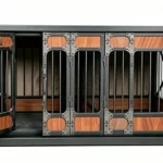 Heavy Duty Triple Indoor Dog Kennel for 3 Giant Dogs – TRIPLE DEN XL | XXL Furniture Style Steel Frame Metal Wood-Grain Panel 3 Independent Rooms – Titan Villa