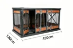 Heavy Duty Triple Indoor Dog Kennel for 3 Giant Dogs – TRIPLE DEN XL | XXL Furniture Style Steel Frame Metal Wood-Grain Panel 3 Independent Rooms – Titan Villa - Image 2